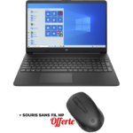 PC PORTABLE HP 15S-EQ1003NK / AMD DUAL CORE / 4 GO / NOIR + SOURIS SANS FIL HP OFFERTE